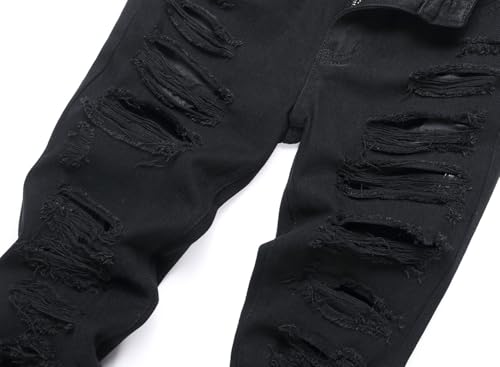 Boy's Ripped Jeans Stacked Destroyed Distressed Skinny Fit Fashion Comfy Denim Jeans Pants4