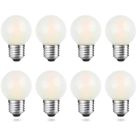 AIELIT 2W Globe Frosted LED Edison Bulb 25 Watts Equivalent, Dimmable Warm White 2700K, Vintage A15/A50 E26 LED Light Bulbs for Bedroom Chandelier, Bathroom Vanity, Table Lamp, 200 lm, 8 Pack Cover