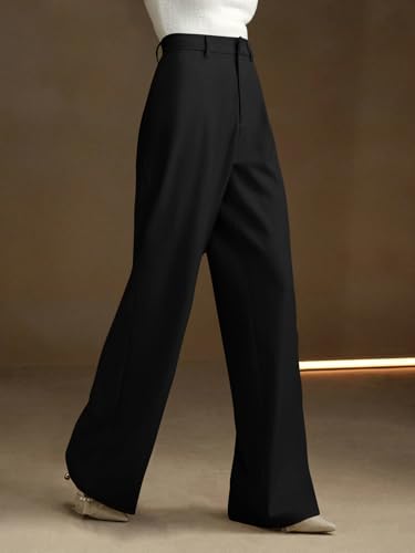 Image of KERI PERRY Trousers for Woman Pants Women's Formal Office Korean | Black Beige Track Pant | Straight | Cotton Spandex Stretchable Trouser | High-Waisted Bottom Wear