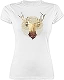 Kompatibel mit Oktoberfest Damen Trachtenshirt - Hirsch - M - Weiß - Tracht Tshirt Damen weiß - L191 - Tailliertes Tshirt für Damen und Frauen T-Shirt