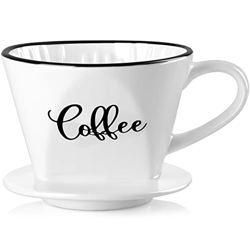 Comparison: Best Starbucks Pour Over Ceramic 8 DAYYET Pour Over Coffee Maker, Ceramic Coffee Dripper, Easy Manual Slow Brewing Accessories for Home, Cafe, Coffee Bar Accessories and Kitchen Decor, Filter Size 2, White