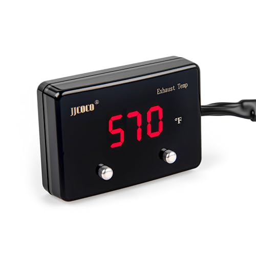 JJCOCO Exhaust Gas Temperature EGT Gauge 1832 Pyrometer Kit - LED Digital Display with EGT Sensor for Diesel Car Motorcycle ATV
