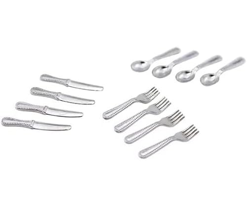 Lot de 12 couteaux miniatures argentés 1/12 pièces pour décoration de cupcakes et maisons de poupées, 12 pièces