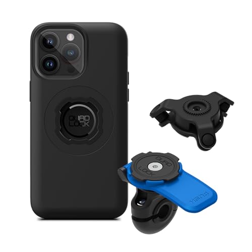 Image of Quad Lock Mirror Motorcycle Phone Mount with Vibration Dampener and MAG Phone Case for iPhone 14 Pro Max