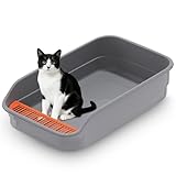 Vealind Große Katzenklo XXL Katzentoilette für Mehrkatzenhaushalte， 60L x 40W x 16H cm Offene Katzenklo，Keine Leckage Niedriger Eingang Katze Toilette