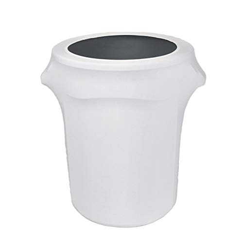Image of YOUR CHAIR COVERS - 32 Gallon Stretch Spandex Fitted Trash Can /Waste Container Cover - White (Cover ONLY, Trash CAN NOT Included)