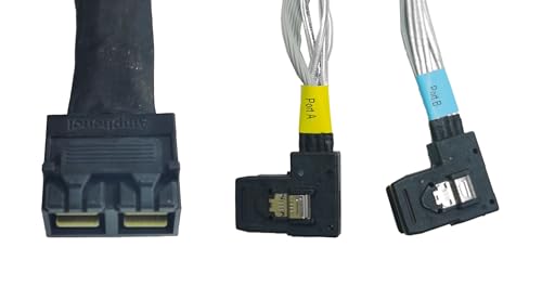 MITATTOK Mini SAS Cable, SFF-8643x2 to SFF-8087x2 Straight to Right Angle High-Speed Data Transfer for SAS/RAID Controllers, Backplanes, and Servers, 74CM/65CMFT
