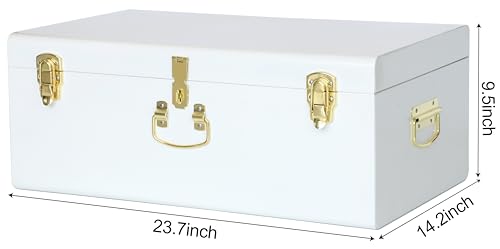 Image of Vixdonos Large Metal Trunk Decorative Storage Box College Dorm Chest with Handle