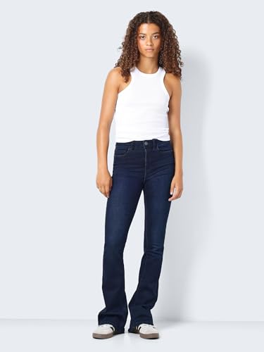 NOISY MAY Damen Flared Schlag Jeans High Waist Denim Stretch Hose Wide Vintage Pants NMSALLIE, Farben:Dunkelblau, Größe:28W / 34L – Ansicht 3