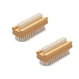 Wooden Nail Cleaning Brush Set of 2 – Double Sided Firm Bristles Nail Brush for Fingernails, Toenails, Gardeners & Hand Cleaning