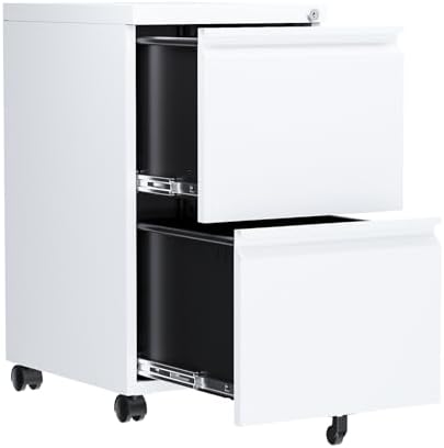 2 Drawer File Cabinet, Fully Assembled Mobile File Cabinets with ...