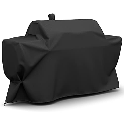 Upgraded Grill Cover for Oklahoma Joe's Longhorn Outdoor Grill Combo, Built-in Vents and Bottom Drawstring, Durable & Waterproof, Black