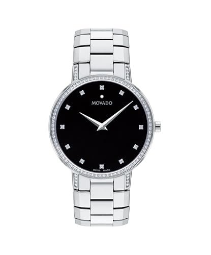 Movado Faceto Men's Luxury Quartz Watch - Swiss Movement, Stainless Steel Bracelet, Water-Resistant to 3ATM - Classic Timepiece - Gift for Him - 39mm