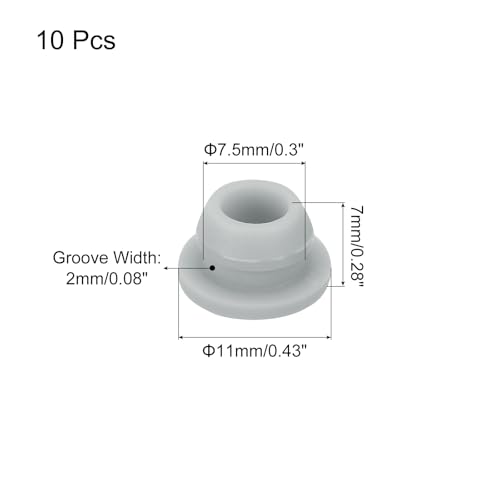 Image of MECCANIXITY 10pcs Silicone Snap in Locking Hole Plugs,7.5mm /0.3 Inch Mounting Diameter Narrow Groove Width 2mm Panel Seal Cover Round for Kitchen Bulkheads Waterproof Sealing Plugs Grey