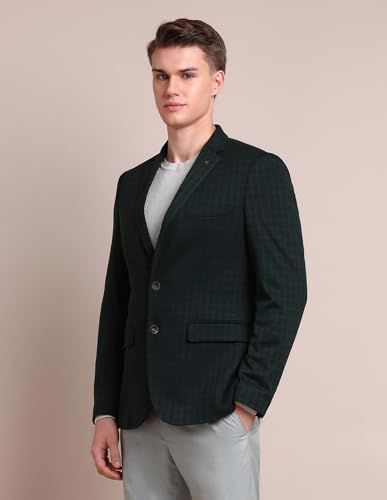 Image of Arrow Men's Regular Fit Checkered Blazer - Single Breasted, Button Closure Stylish Blazer for Men