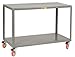 Little Giant IP-3060-2-TL Steel Mobile Tables with Total Lock Casters, 1000 Capacity, 60" Length x 30" Width x 34" Height, 2 Shelves