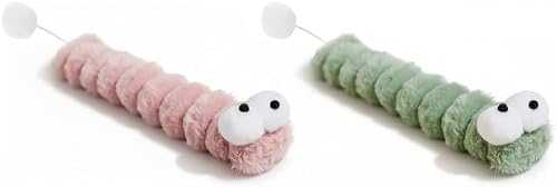 2Pcs Refillable Cat Kicker Toy, Soft Plush Kick Stick, 12.5in Interactive Catnip Toy with Crinkle Sound, Interactive Toy for Indoor Cats, Green Pink