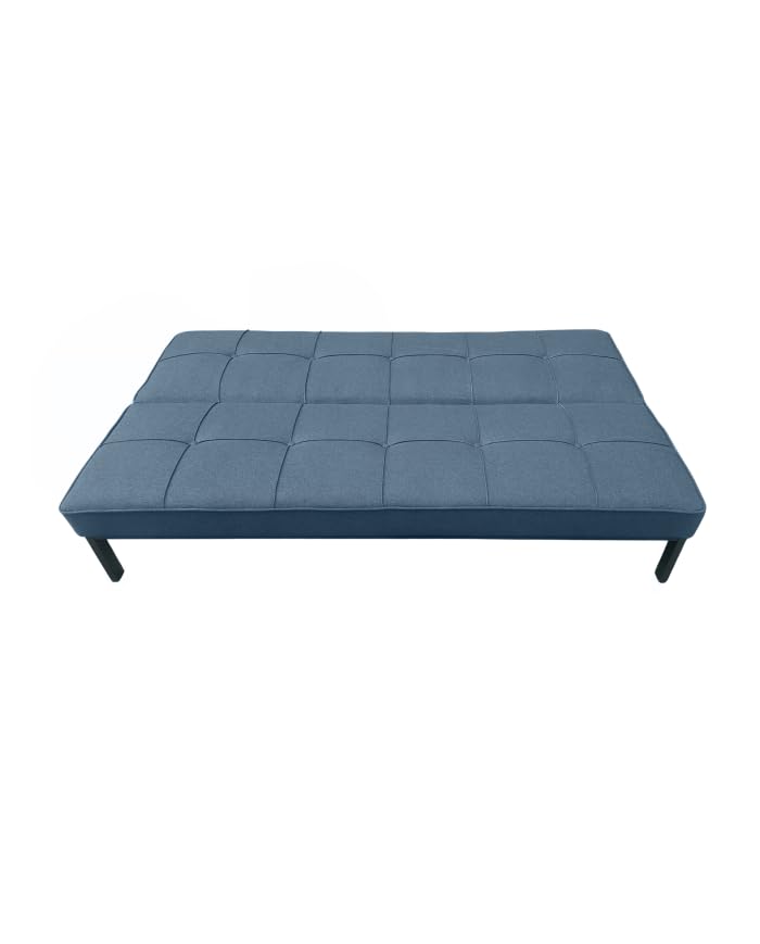 SWEET SOFA® Sofá Cama Louis – Sofá Clic-Clac 3 Plazas 189x117x90 cm, Tapizado en Tela Suave, Estructura Metálica (Color Azul)