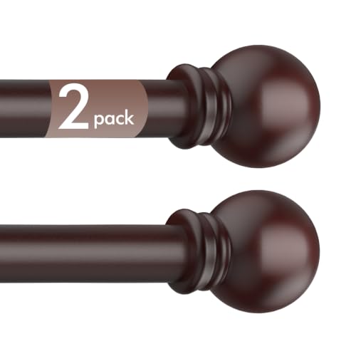 Authandis 2 Pack Bronze Small Curtain Rods Adjustable 32 to 48 Inches