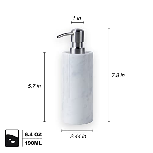 Phinilux MARBLE SOAP DISPENSER SILVER Luxurious White Marble Soap Pump Dispenser For Countertop thumb #7