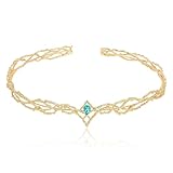 ANBALA Rhinestone Fairy Crown for Women Crystal Elf Crown Gold/Blue Circlet Costume Headwear for Men Renaissance Headpiece for Birthday Party Cosplay Halloween