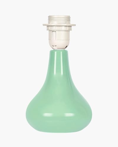 Image of Homesake Modern Small Ceramic LED Table Lamp, Classic Bedside Desk Lamp for Living Room Bedroom, Farmhouse Nightstand Lamps with Fabric Shade (Green)