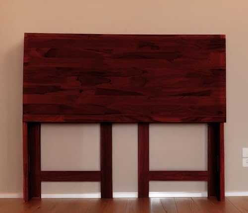 Image of Dawn Riser Extended One-Side Folding Teakwood Table - Space-Saving Design, Sturdy Build, Adjustable Height, Multi-Purpose Dining, Work, Study, Easy Assemble, Indoor Outdoor Use - DIY Model - Mahogany