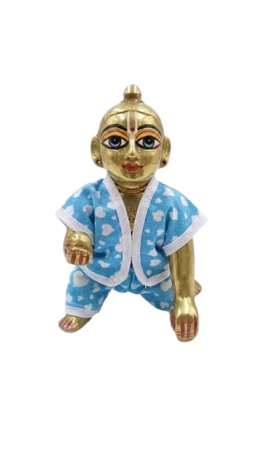 Image of Summer Special Dress Set of 4 laddu Gopal ji Pure Cotton Fancy Night Suit for Daily shringar | Random Color & Designs. (Size 2)