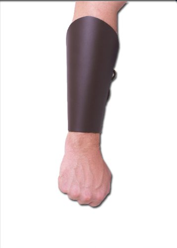 Battle-Merchant Lederarmband - Kurze Kampfstulpe, Dunkelbraun mit Lederband - Armschützer - Armschiene Mittelalter LARP Wikinger Cover