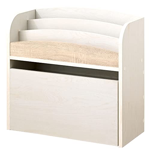 ワイエムワールド 絵本棚 子ども用本棚 子ども用シェルフ おもちゃ収納 いろは ホワイトオーク × オーク 00-222