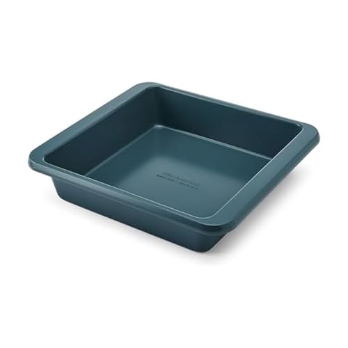 Image of KitchenAid Nonstick Swiss Engineered Aluminized Steel Square Cake Pan, Dishwasher Safe, Agave, 9 Inch