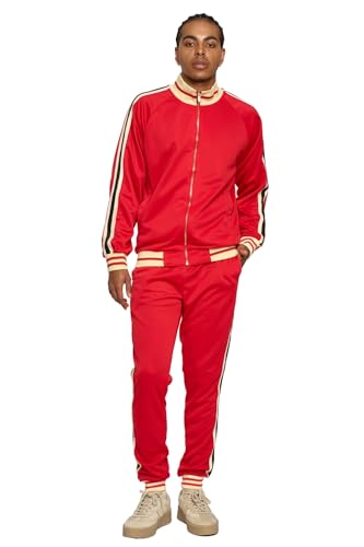 G-Style USA Mens 2-Piece Tracksuit Set Cotton Blend Zip-Up Jogging Sweatsuit With Trim Detail S-5XL product thumbnail 18