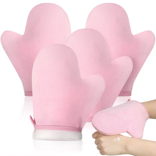SATINIOR 4 Packs Self Tanning Mitt Applicator with Thumb, Pink