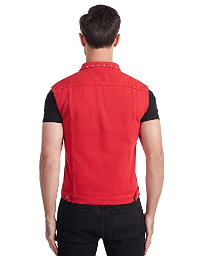 Men's Punk Rock Sleeveless Denim Jean Vest Jacket With Rivets2