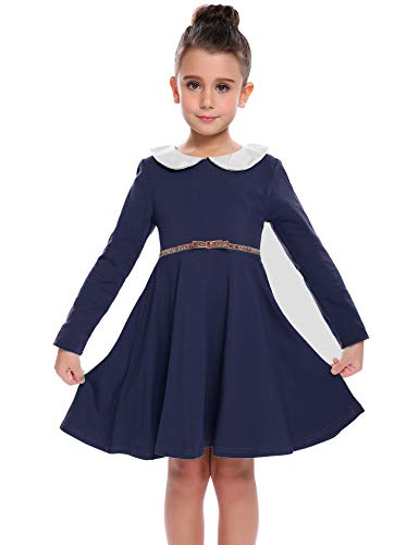 trudge Robe à manches longues pour fille - En coton - Pour l'automne et les loisirs - Taille : 92-134, Bleu marine, 100 cm Cover
