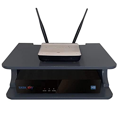 Image of Set Top | Tv Stand Setup Box Stand Wall Mount for Home Wall Shelf for Holding Speakers WiFi Router Game Console Remote Streaming Device (Grey)