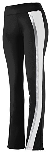 Augusta Women's Hemmed Bottom Pant, Black/White/Metallic Silver, Small