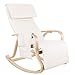 Homfa Mecedora de Salón Silla de Relax Sillón Mecedora de Madera con Reposapiés Regulable y Plegable para Salón Oficina Terraza Carga 150Kg Beige 86x65x100cm