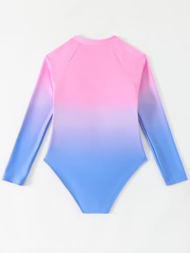 Image of SEGT Girl's One Piece Rash Guard Long Sleeve Swimsuits Bathing Suit