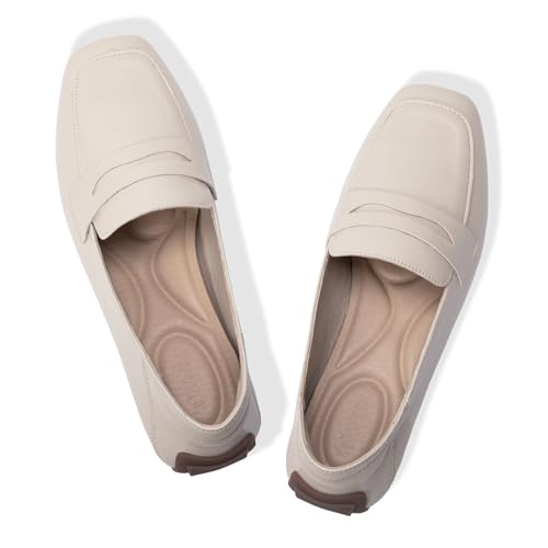 Image of Leather Loafer Shoes for Women Comfortable Lady Penny Loafer Shoes Flats Office Work Shoes
