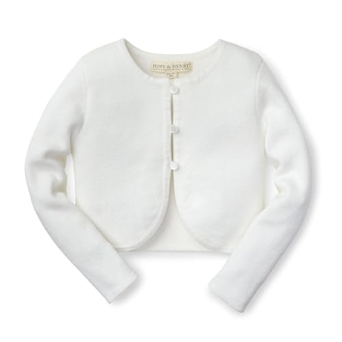 Hope & Henry Girls' Long Sleeve Dressy Cropped Cardigan Sweater