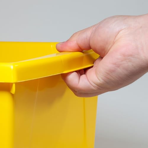 Image of Storex 4 Gallon Storage Bin with Lid - Plastic Classroom Organizer for Books and Supplies, Yellow, 1-Pack (61410A06C)