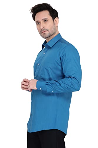 Image of Faubourg Cotton Blend 5377-5382 Men's Solid Plain Full Long Sleeve Slim Fit Formal Shirt