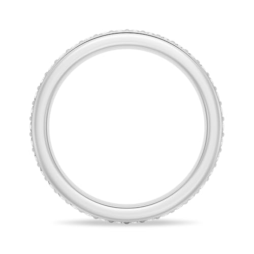 MSBLUE 1.5CT Double Row Pavé Moissanite Wedding Eternity Band Ring, 14K White Gold Vermeil, Rhodium Finish3