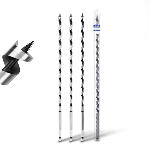 3 Pack 1/4" X 11.8" Auger Bit for Wood, 6x300mm Hex Long Auger Drill Bit