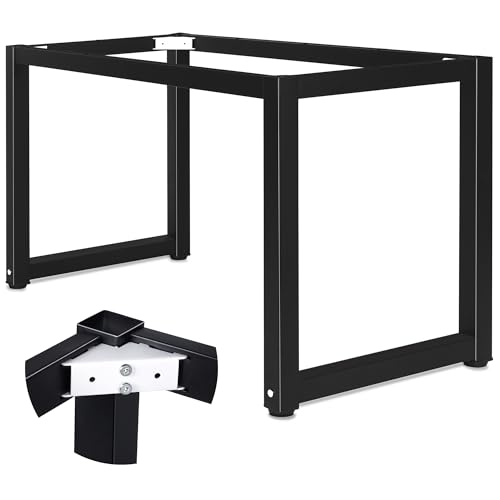SERdeerCH Patas de metal negro – Ideal para mesa de comedor o de trabajo DIY (70 cm), con patas ajustables, construcción robusta con hebillas fijas, fácil instalación
