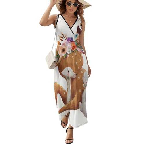 Robe de plage longue Lapin-Cerf coupe maxi décontractée pour femmes