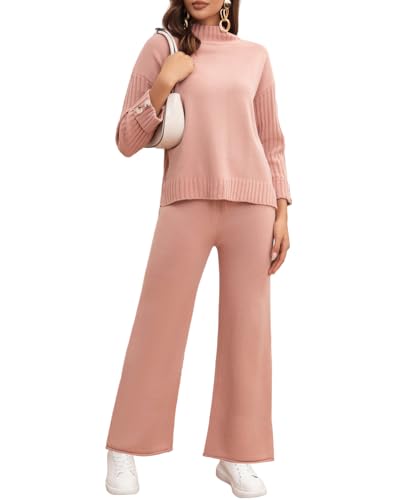 Reviews de Conjuntos para Mujer más recomendados. 49 GRACELAND KRAIN YOUNG Conjunto de Punto Tejido Mujer de Dos Piezas Casuales Set Pantalon y Sueter Tejidos Mujeres Invierno Elegantes Dama(Rosa,m)