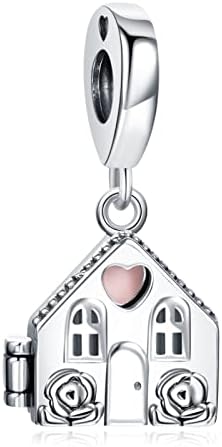 Annmors Heart Charm Pendant S925 Sterling Silver Sparkling Bracelet Bead with Cubic Zirconia for European Bracelets and Necklaces, Christmas Jewellery Gift for Men and Women