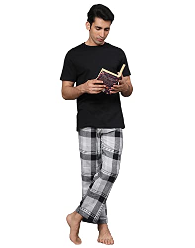 Image of B STORIES Men's 100% Cotton Full Sleeve PJ Set - Checkered Nightwear Set | Soft Loungewear | Comfortable Sleepwear | Stylish Casual Home Wear Shirt & Pant (S-XXL)